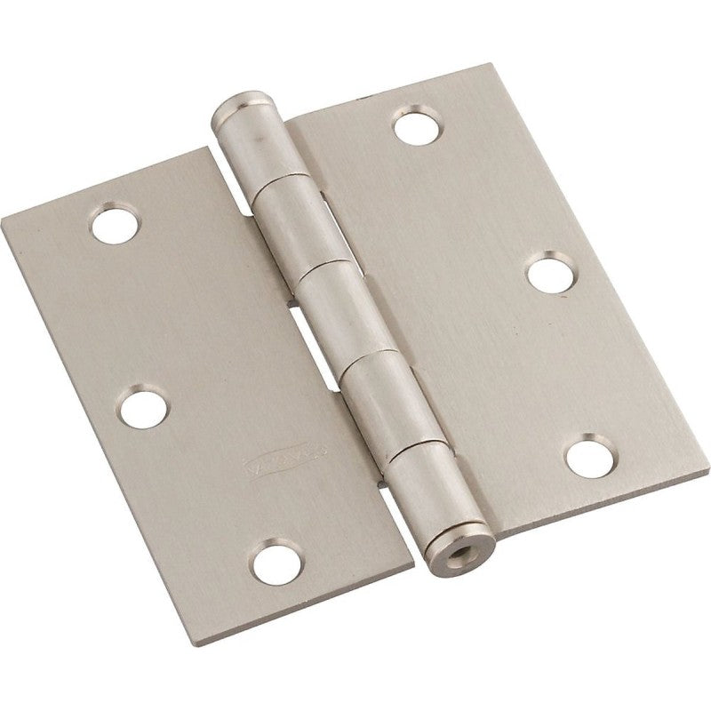 National Hardware N830-250 Door Hinge, Steel, Satin Nickel, Non-Rising, Removable Pin, 3 in L x 3 in W Dimensions, 50 lb