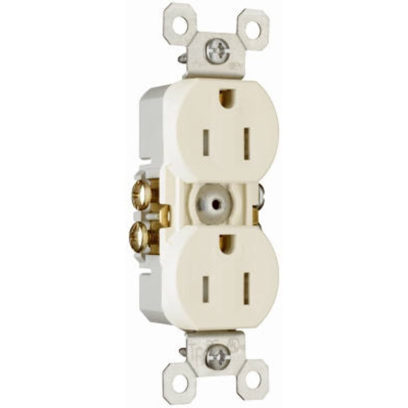 Pass & Seymour TradeMaster Series 3232TRLACP8 Duplex Receptacle, Thermoplastic, Light Almond, 2-Pole, 14 to 12 AWG Wire