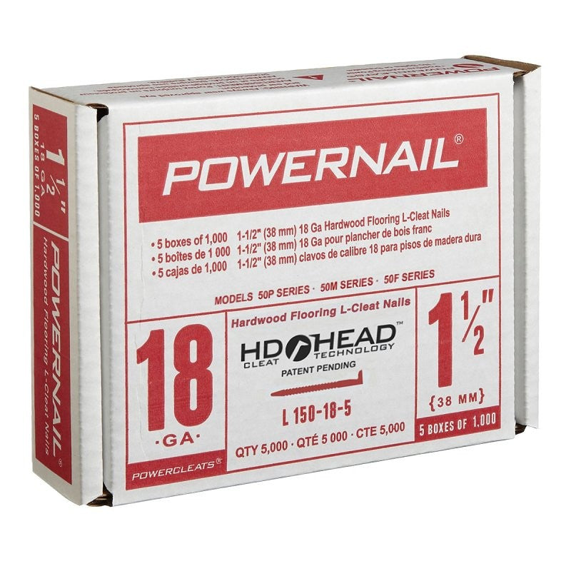 Powernail PowerCleats L150185 Floor Cleat, 1-1/2 in L, 18 ga, Carbon Steel, L-Shaped Head (Pack of 5)