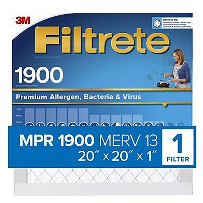Filtrete UA02-4 Air Filter, 20 in L, 20 in W, 13 MERV, 1900 MPR, Polypropylene Frame (Pack of 4)