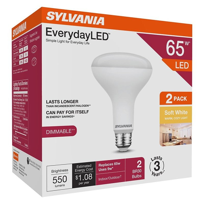 Sylvania 42021 LED Bulb, BR30 Lamp, 65 W Equivalent, Soft White