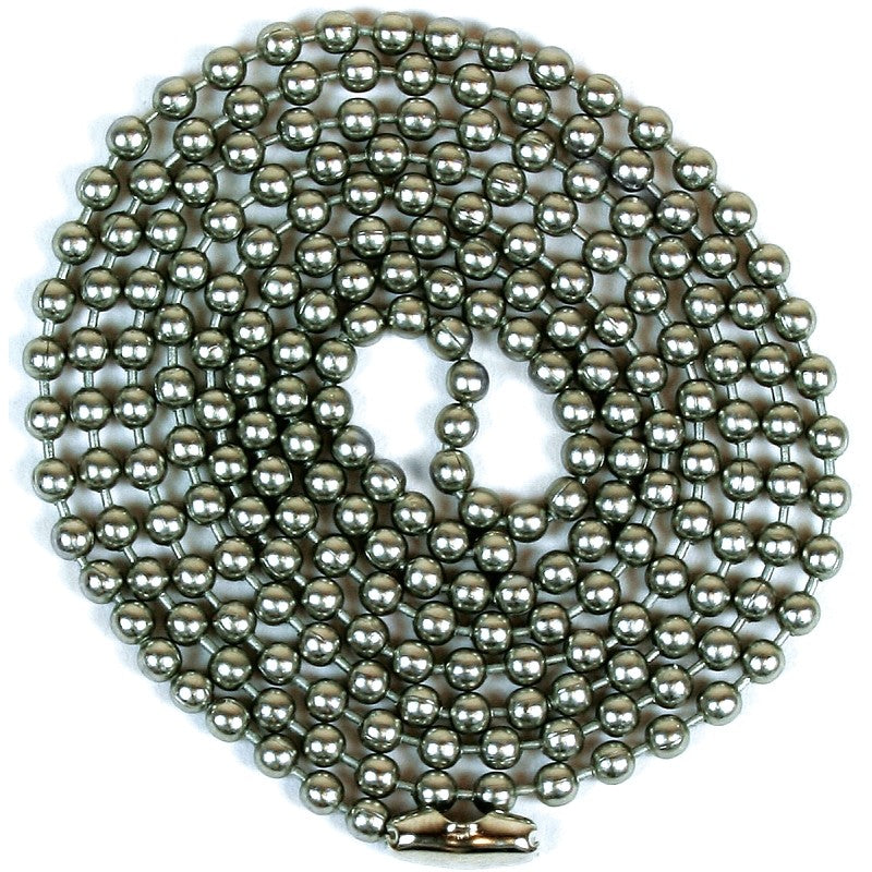 Jandorf 60324 Beaded Chain with Connector, 3 ft L, Brushed Pewter