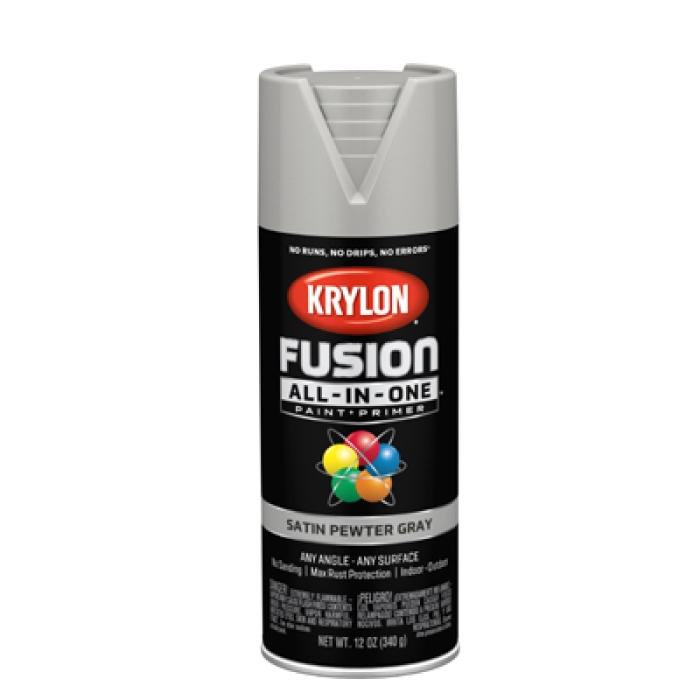 Krylon K02744007 Spray Paint, Satin, Pewter Gray, 12 oz, Can
