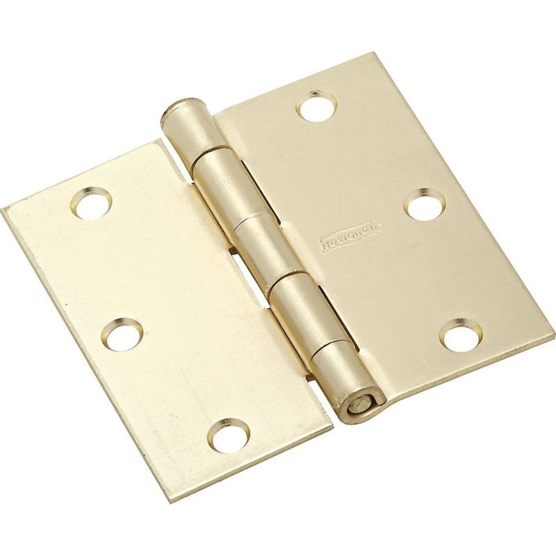 National Hardware N830-232 Door Hinge, Steel, Satin Brass, Non-Rising, Removable Pin, 3 in L x 3 in W Dimensions, 50 lb