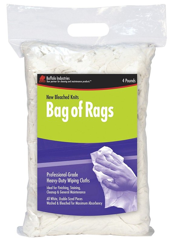 Buffalo 12020PB New Bleached Cloth Rag, White