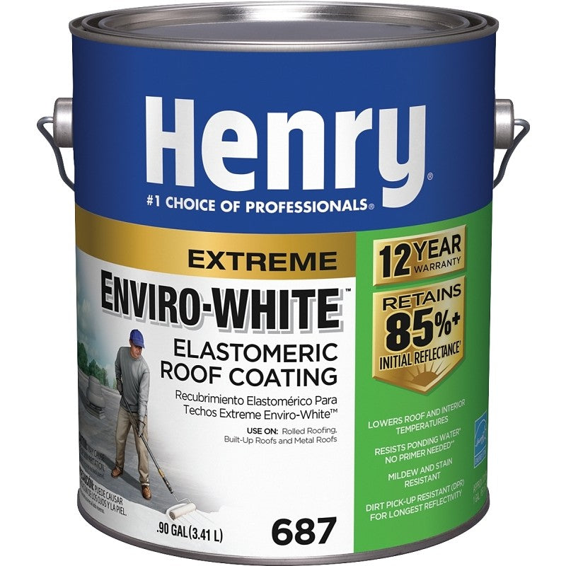 Henry HE687046 Elastomeric Roof Coating, White, 0.9 gal Can, Cream (Pack of 4)