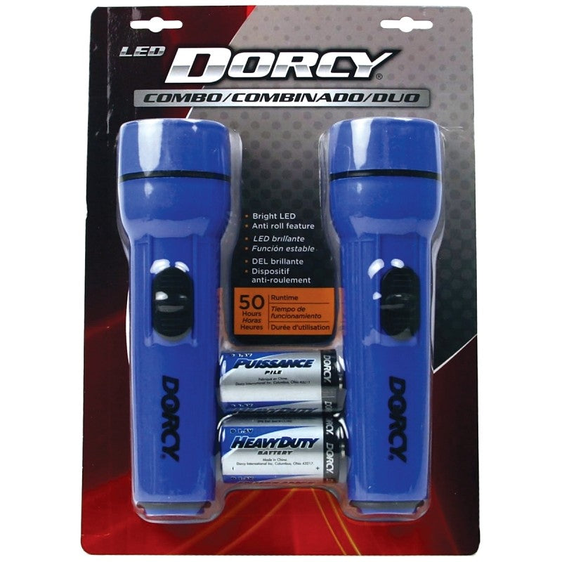 Dorcy 41-2594 Flashlight, D Battery, LED Lamp, 50 hr Run Time, Blue