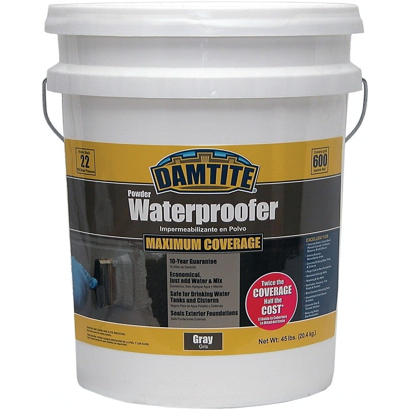 Damtite 02451 Powder Waterproofer, Gray, Powder, 45 lb Pail