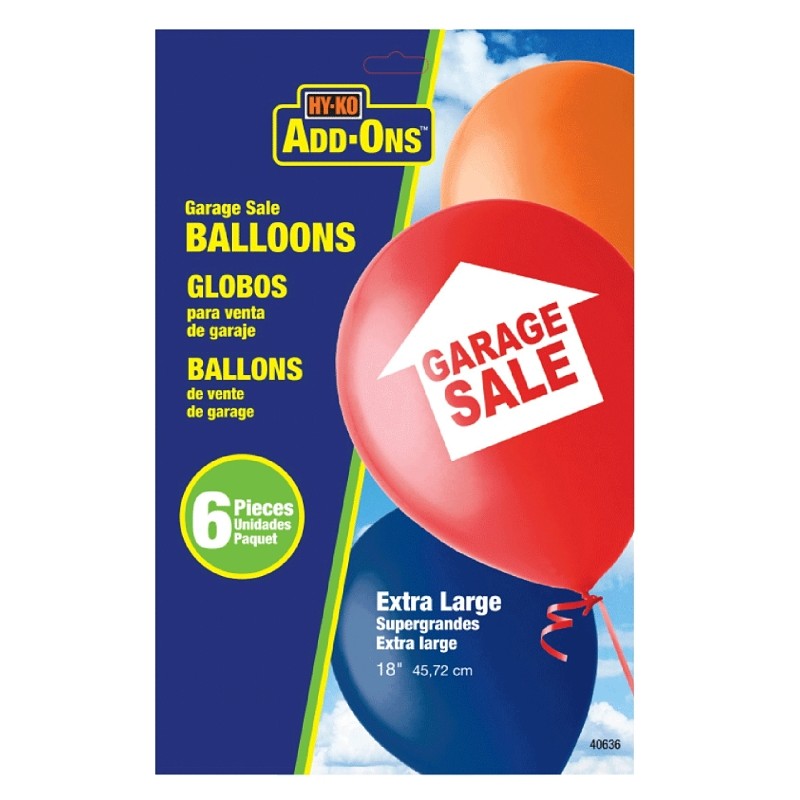 Hy-Ko ADD-Ons Series 40636 Balloon, GARAGE SALE, Vinyl (Pack of 5)