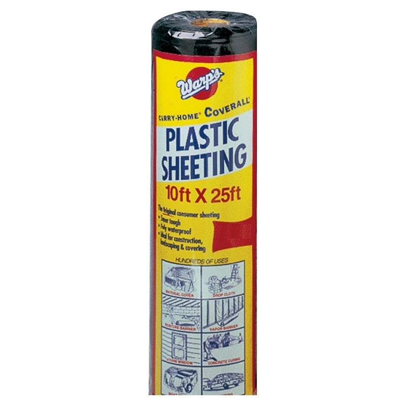 Warp's 6CH10-B Poly Film, 6 mil Thick, 25 ft L, 10 ft W, Black (Pack of 4)