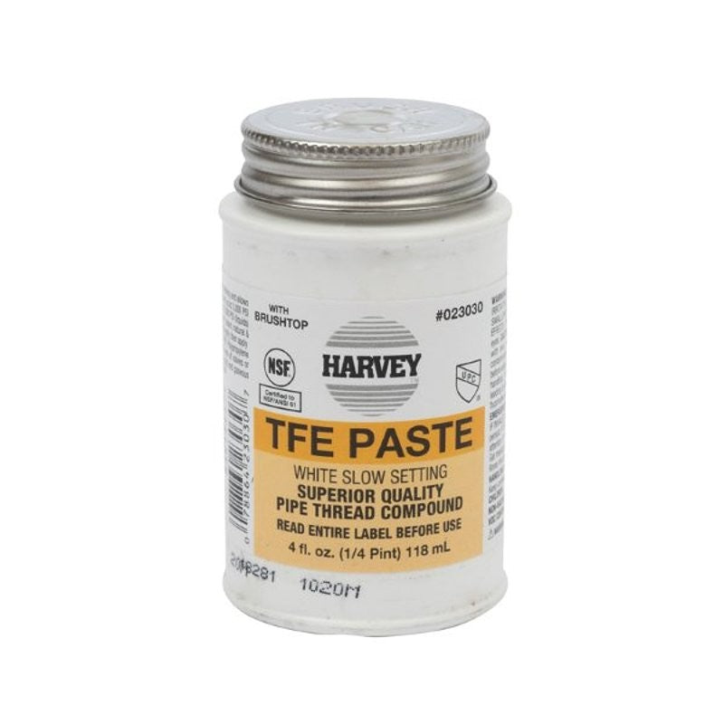 Harvey 23030 Pipe Thread Compound, 4 fl-oz Jar, Liquid, Paste, White