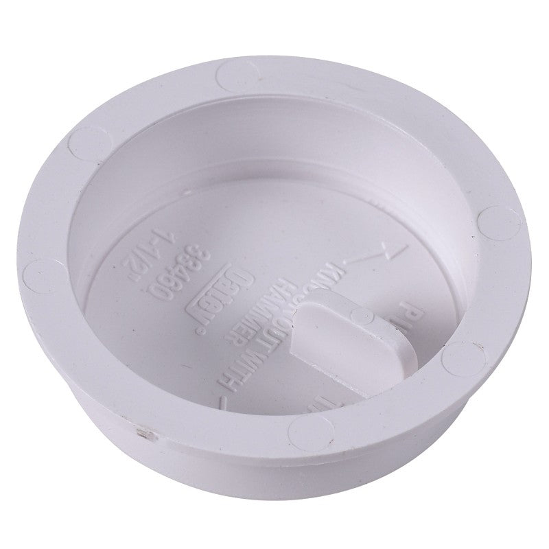 Oatey Knock-Out 39100 Test Cap with Barcode, 1-1/2 in Connection, ABS, White