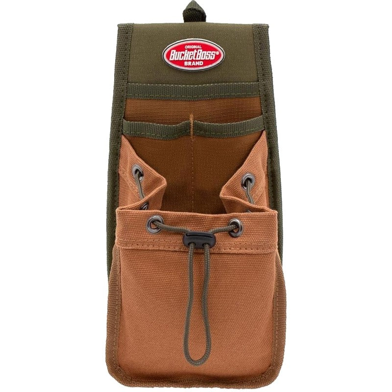 Bucket Boss FlapFit Series 54130 Parachute Pouch, 4-Pocket, Canvas/Poly, Green, 5-1/2 in W, 11 in H, 2 in D