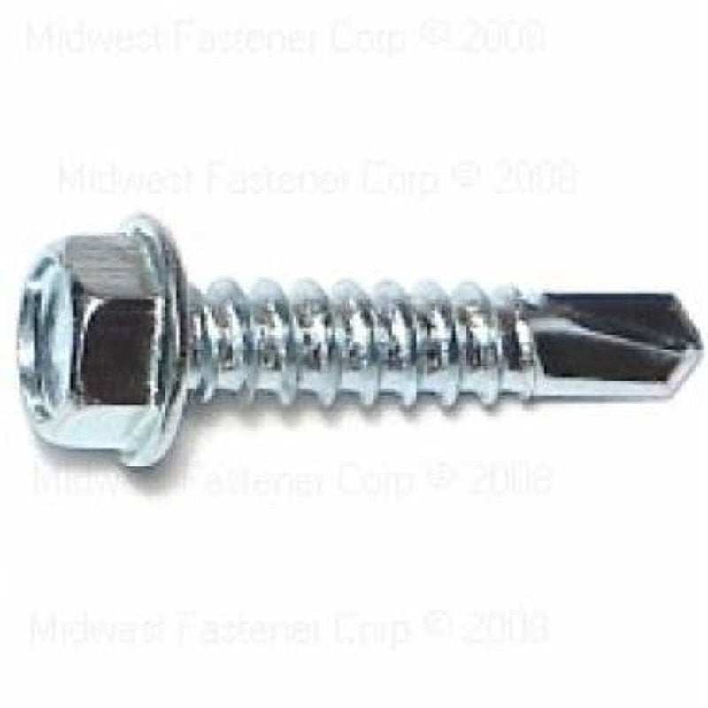 Midwest Fastener 10286 Screw, #14 Thread, 1 in L, Washer Head, Hex Drive, Self-Drilling Point, 1 PK