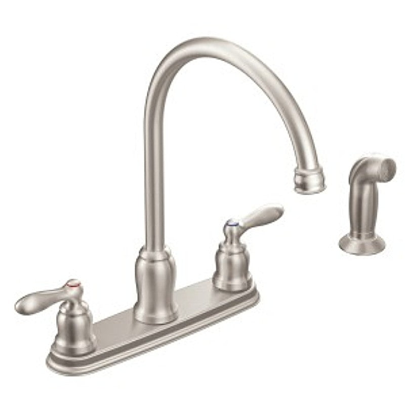 Moen Caldwell Series CA87060SRS Kitchen Faucet, 1.5 gpm, 2-Handle, Stainless Steel, Stainless Steel