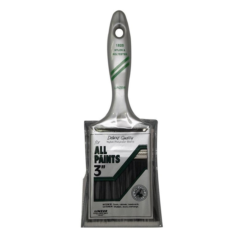 Linzer 1825-3 Paint Brush, 3 in W, 3 in L Bristle, Nylon/Polyester Bristle, Varnish Handle