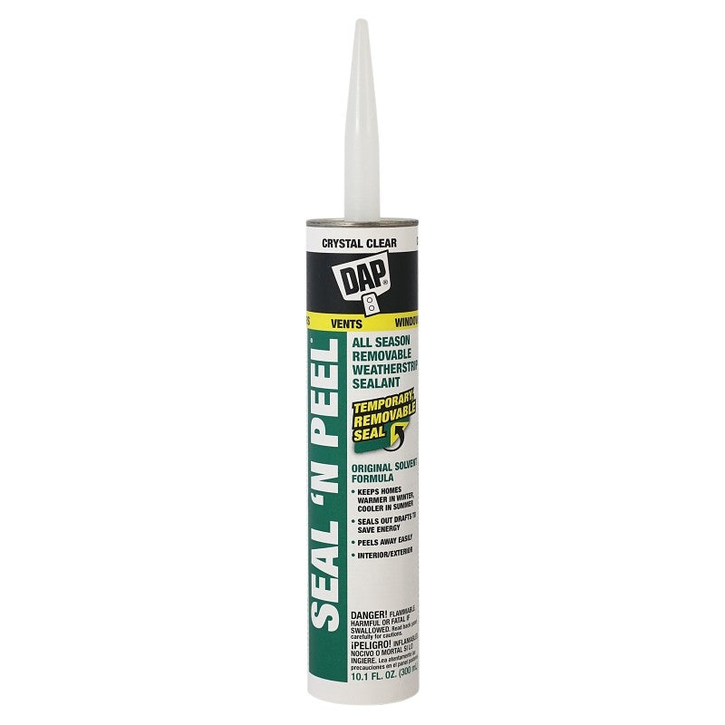 DAP Seal-N-Peel 18351 Weatherstrip Sealant, Clear, 40 to 100 deg F, 10.1 oz Cartridge