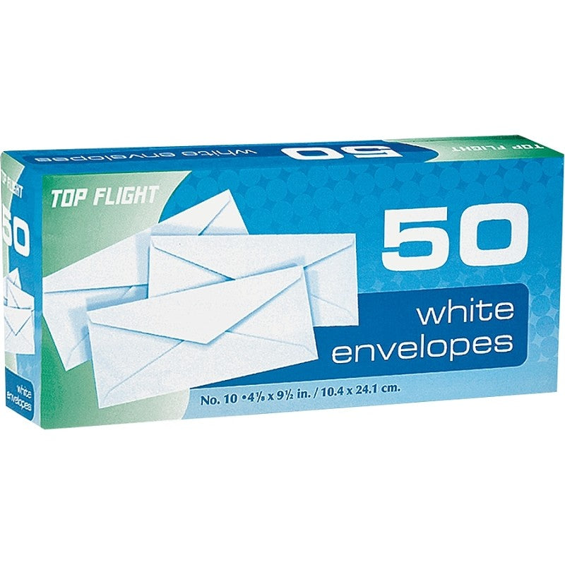 Top Flight 6900815 Envelope, White, 4-1/8 in W