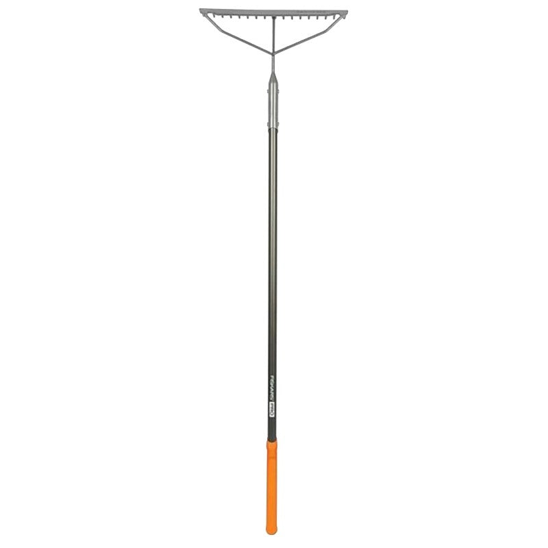Fiskars 397940-1001 Pro Garden Rake, 6 in L Head, 17 in W Head, 17-Tine, Metal Tine, Steel Head, 60 in L Handle