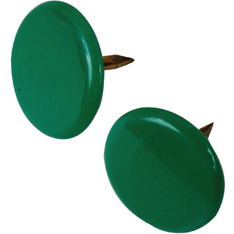 Hillman 122675 Thumb Tack, 15/64 in Shank, Steel, Painted, Green, Cap Head, Sharp Point (Pack of 6)