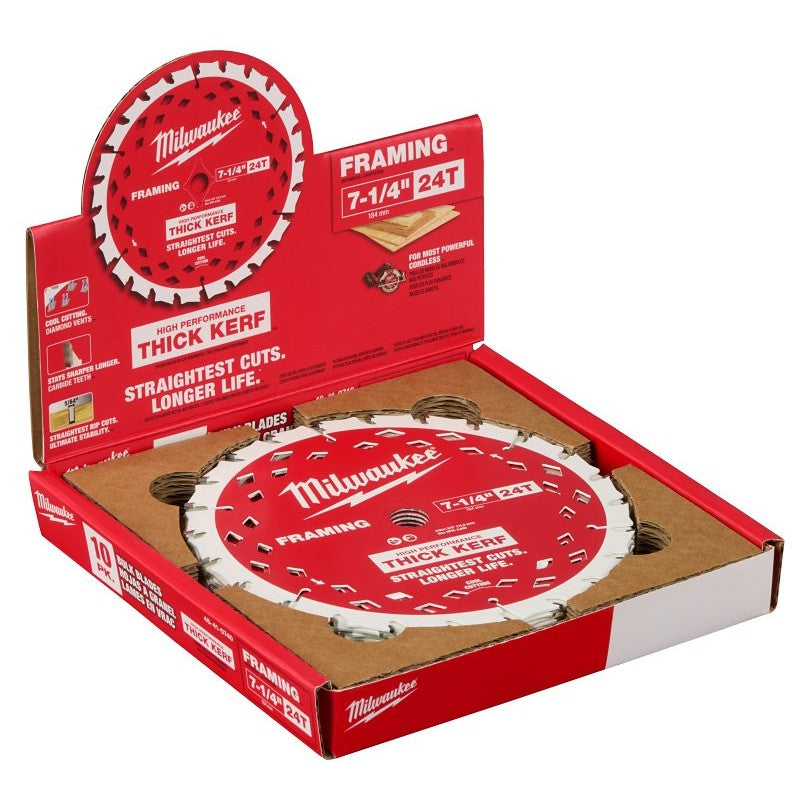 Milwaukee 48-41-0740 Circular Saw Blade, 7-1/4 in Dia, 5/8 in Arbor, 24-Teeth, Carbide Cutting Edge