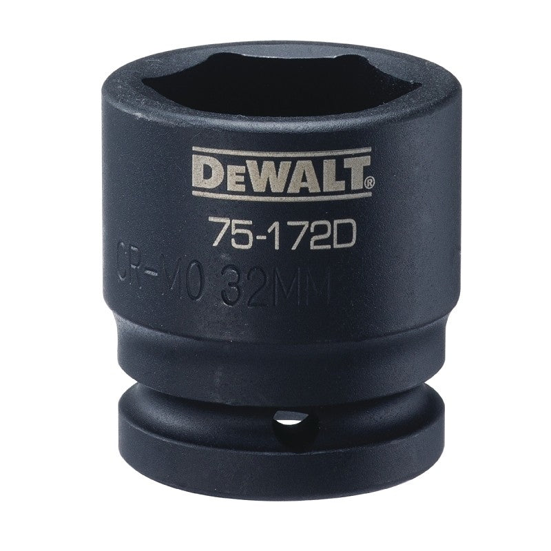 DEWALT DWMT75172OSP Impact Socket, 32 mm Socket, 7/8 in D Socket, 2-7/32 in OAL, 3/4 in Drive, 6-Point, CR-440 Steel