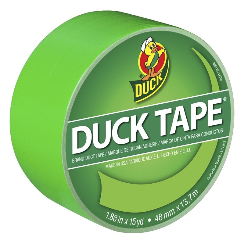 Duck 1265018 Duct Tape, Neon Green, 8 mil Thick, 15 yd L, 1.88 in W