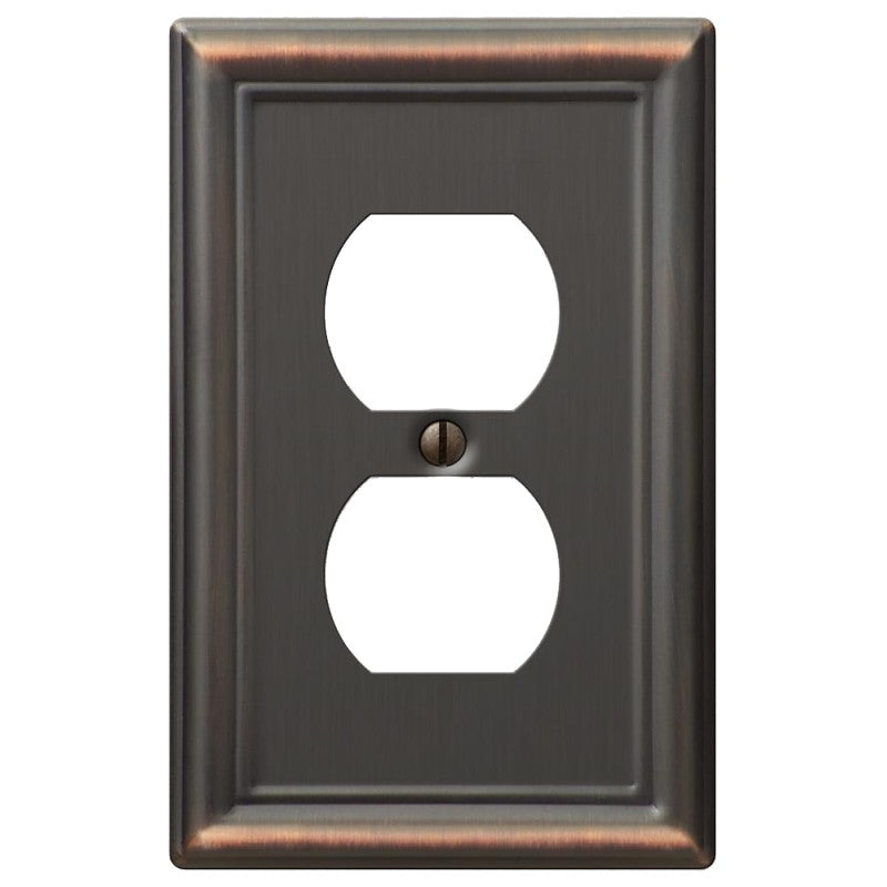 Amerelle Chelsea 149DDB Receptacle Wallplate, 2 -Gang, Steel, Bronze (Pack of 4)