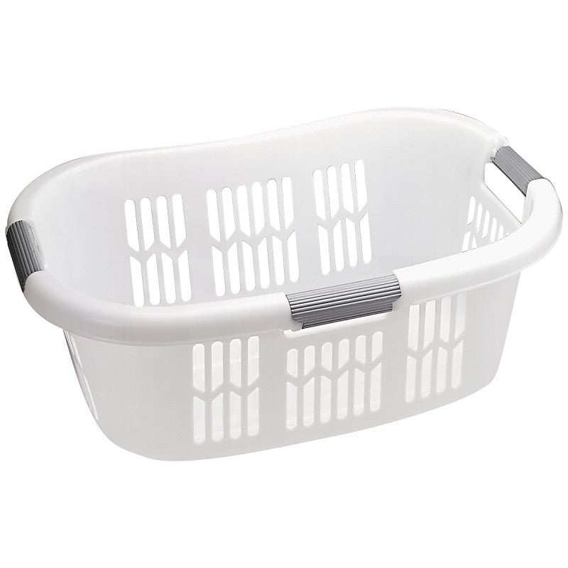 Rubbermaid Hip-Hugger FG299787WHT Laundry Basket, 1.5 bu Capacity, Plastic, White, 1-Compartment (Pack of 6)