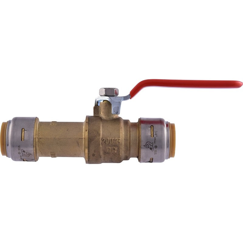SharkBite UR24736 Ball Valve, 3/4 in Connection, Slip, 250 psi Pressure, Brass Body
