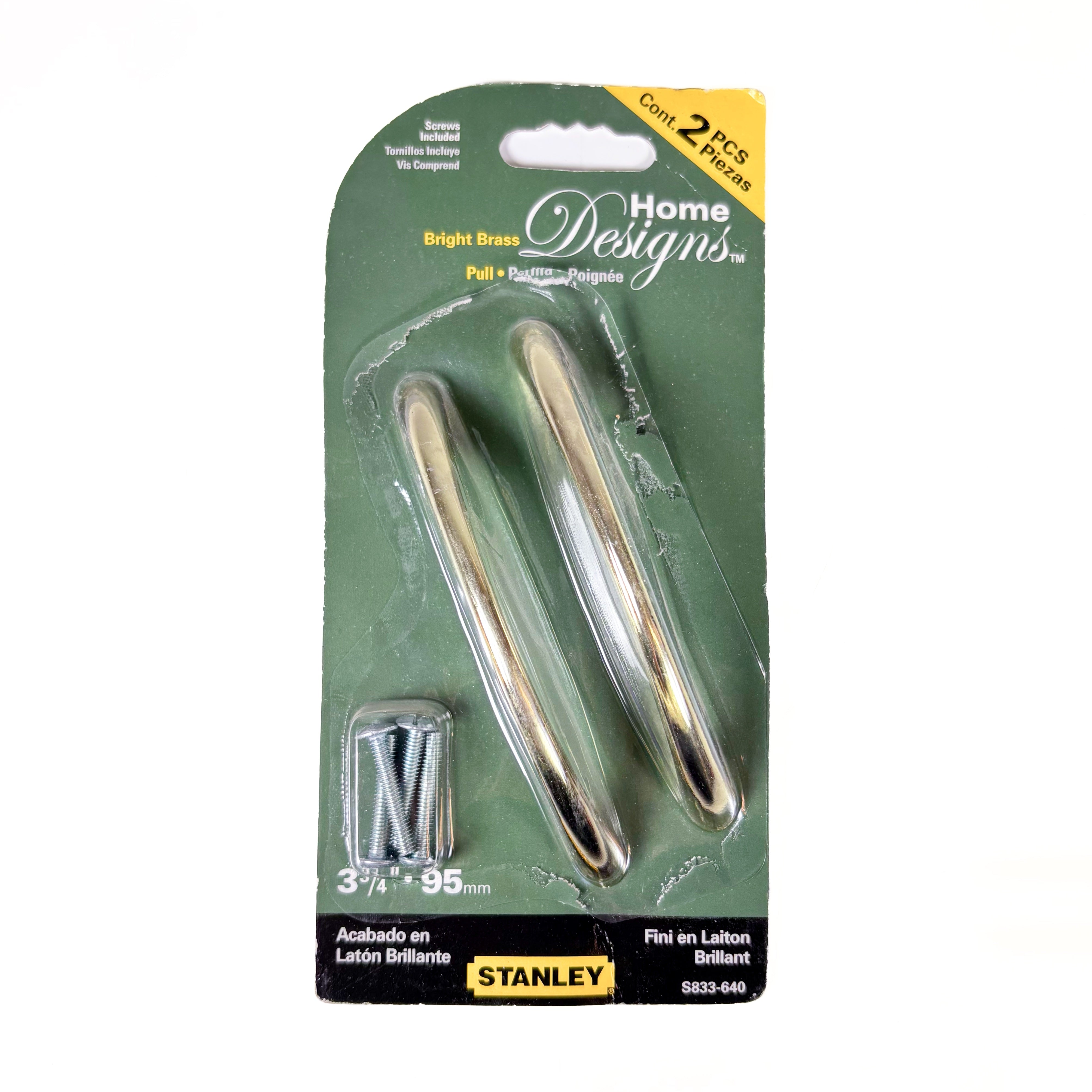 Arched Cabinet And Door Pull 3-3/4 Inch Centers Die Cast Bright Brass 2 Pack