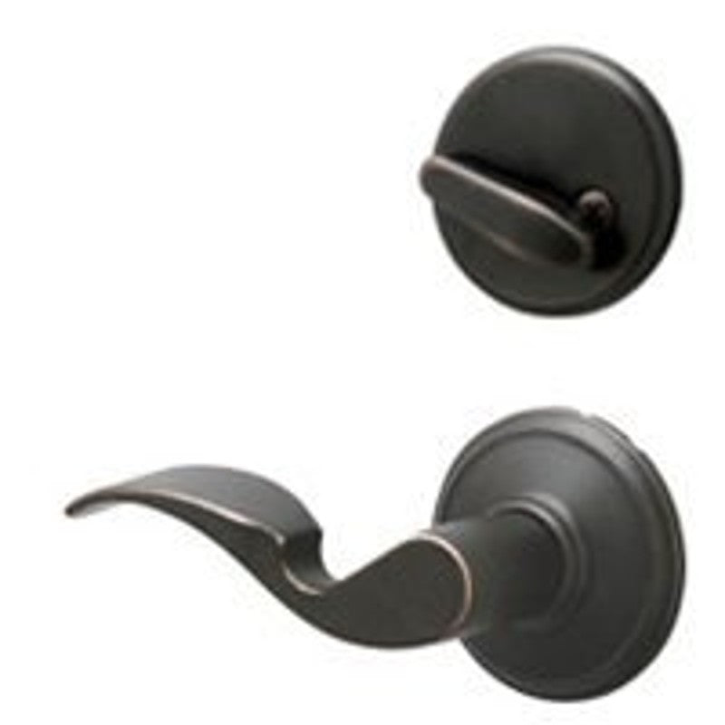 Schlage F59AVA716LH Handleset Interior Trim, Wave, 1 Grade, Aged Bronze, Thumbturn Lock, Keyed Different Key, Metal