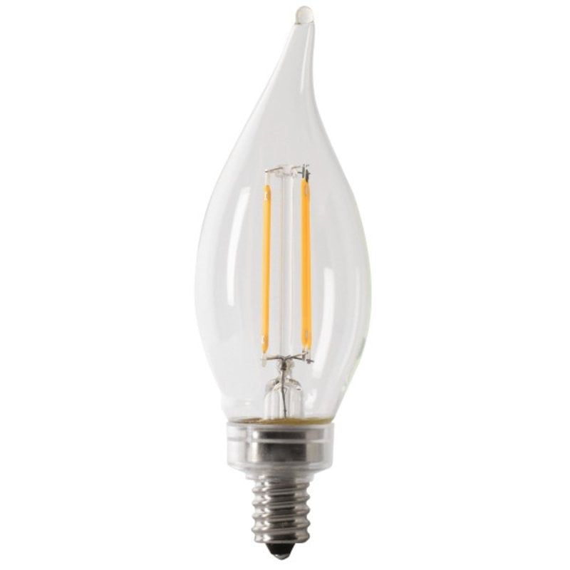 Feit Electric BPCFC60/927CA/FIL/2 LED Bulb, Decorative, 500 Lumens, 5.5 W, Flame Tip Lamp, 60 W Equivalent, Soft White