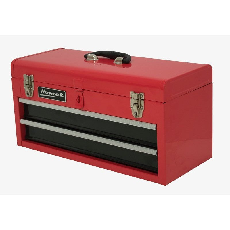 Homak RD01022001 Tool Box, 1680 cu-in, Steel, Red, 8.63 x 20 x 7.88 in Outside, 2-Drawer