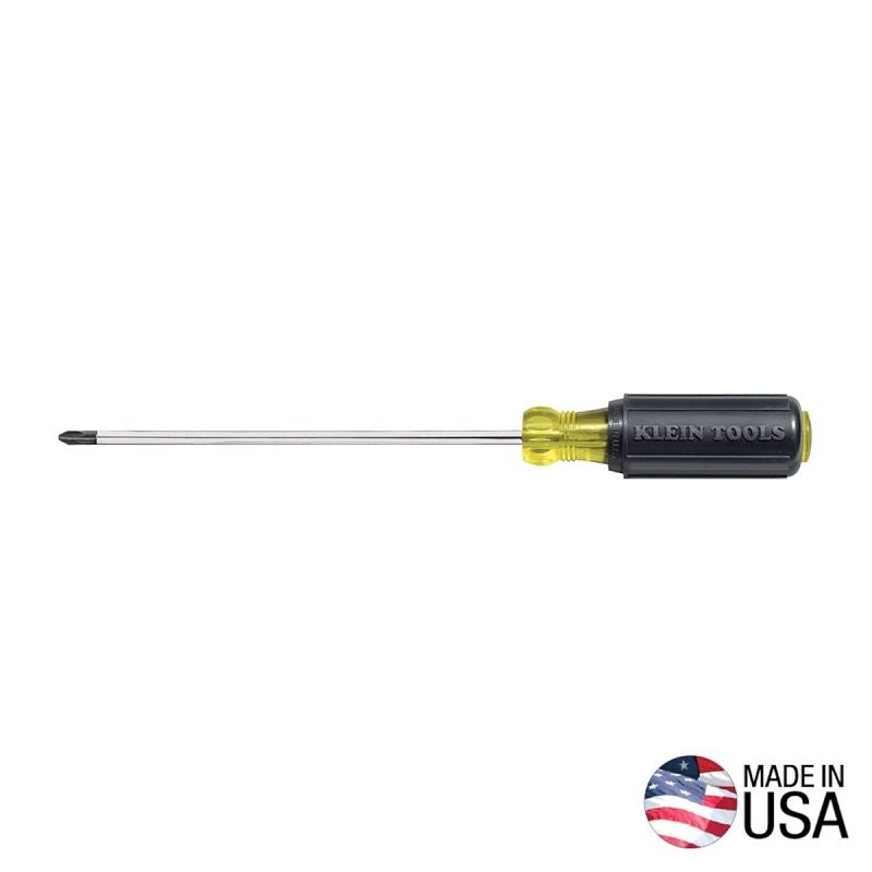 Klein Tools 603-10 Screwdriver, #2 Drive, Phillips Drive, 14-5/16 in OAL, 10 in L Shank, Rubber Handle
