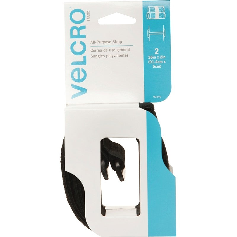 VELCRO Brand 90440 Fastener, 2 in W, 36 in L, Velcro, Black