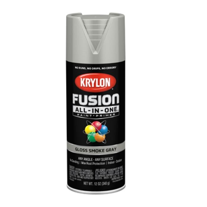 Krylon K02723007 Spray Paint, 12 oz Can, 25 sq-ft Coverage Area, Acrylic Base, Gloss, Smoke Gray