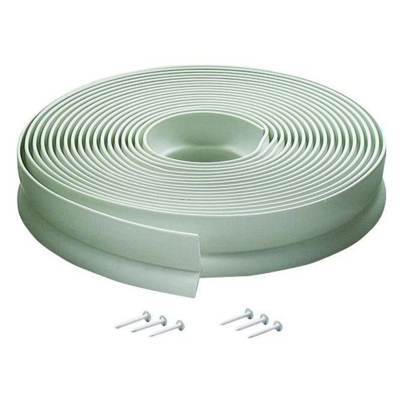 M-D 03822 Garage Door Seal, 1-3/4 in W, 1 in Thick, 30 ft L, Vinyl, White