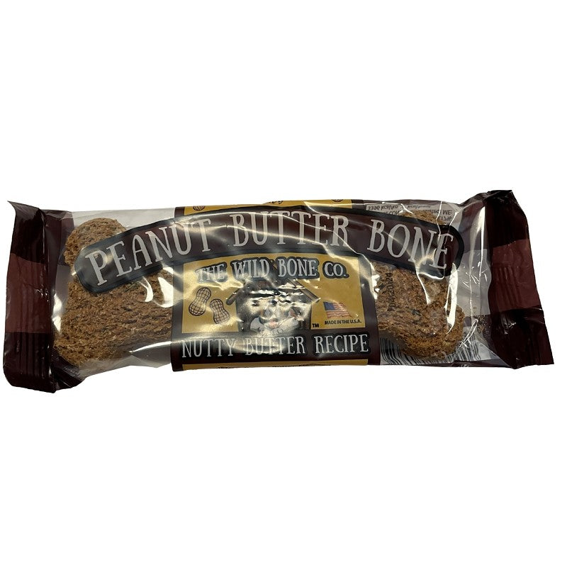 The Wild Bone Co 1872 Bone Dog Biscuit Treat, Peanut Butter, 1 oz (Pack of 24)