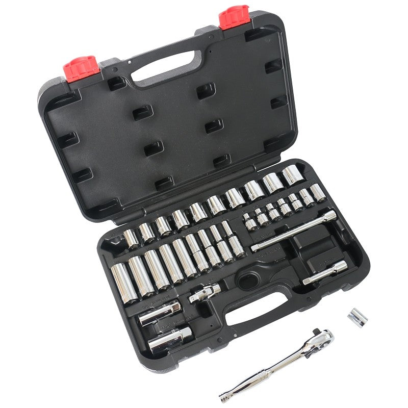 Vulcan TS1033 Socket Set, Chrome Vanadium Steel, Chrome