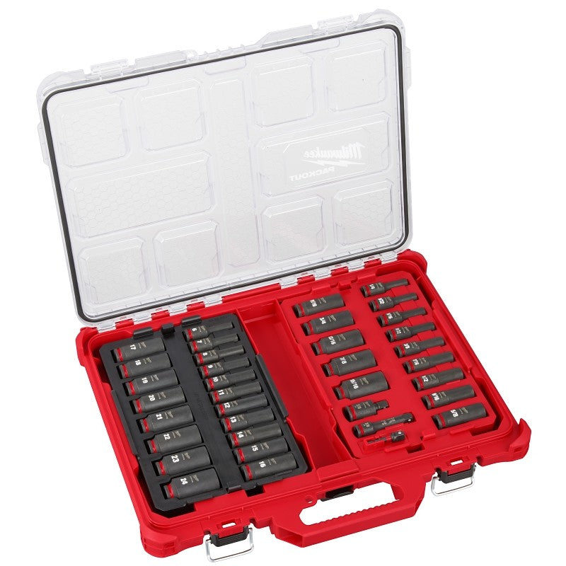 Milwaukee 49-66-6805 SHOCKWAVE Impact Duty Series Socket Set, Chrome Molybdenum Steel, Includes: 3/8 in Universal Joint