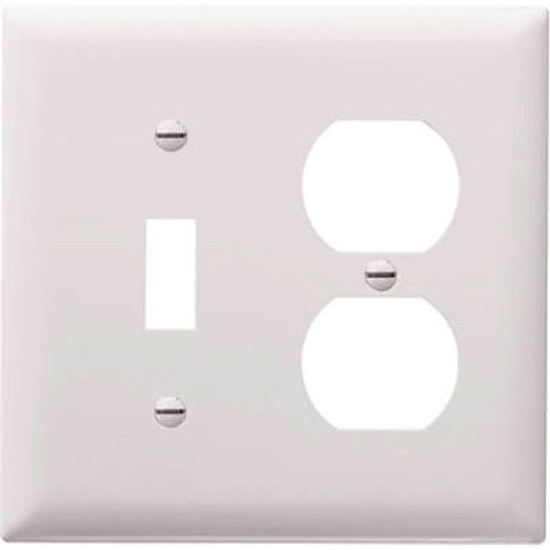 Legrand TradeMaster TP TP18-W Combination Wallplate, 4.7 in L, Standard, 2 -Gang, Nylon, White