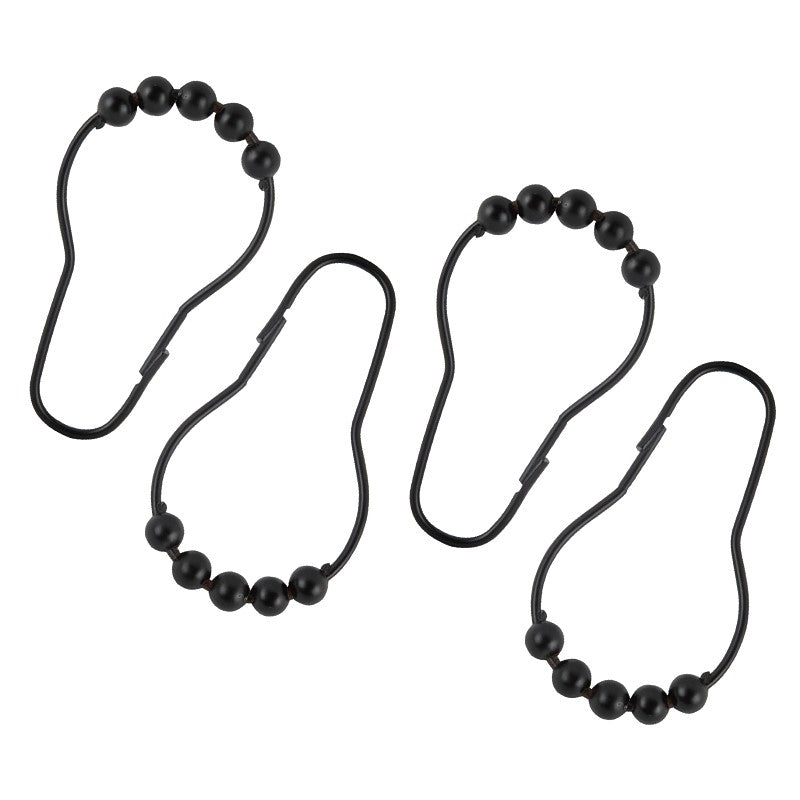 Simple Spaces SD-BH-BK Roller Ball Shower Curtain Hook Set, Steel, Matte, 1-1/2 in W, 2-7/8 in H