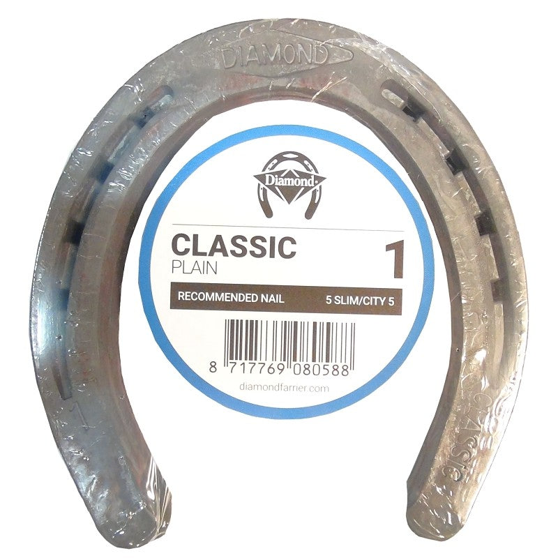 Diamond Farrier DC1PR Classic Plain Horseshoe, 1/4 in Thick, #1, Steel