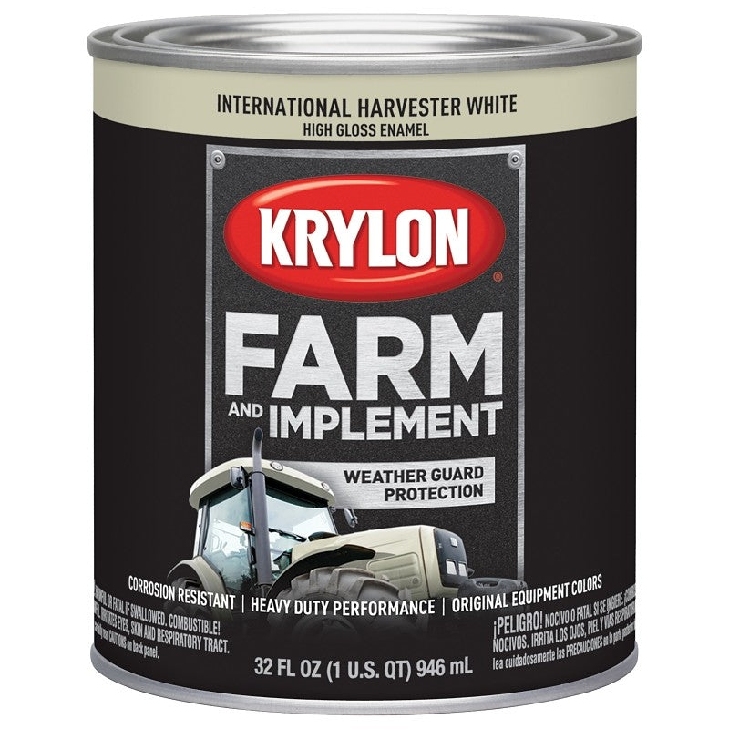 Krylon K02034000 Farm Equipment Paint, High-Gloss Sheen, International Harvester White, 1 qt (Pack of 2)