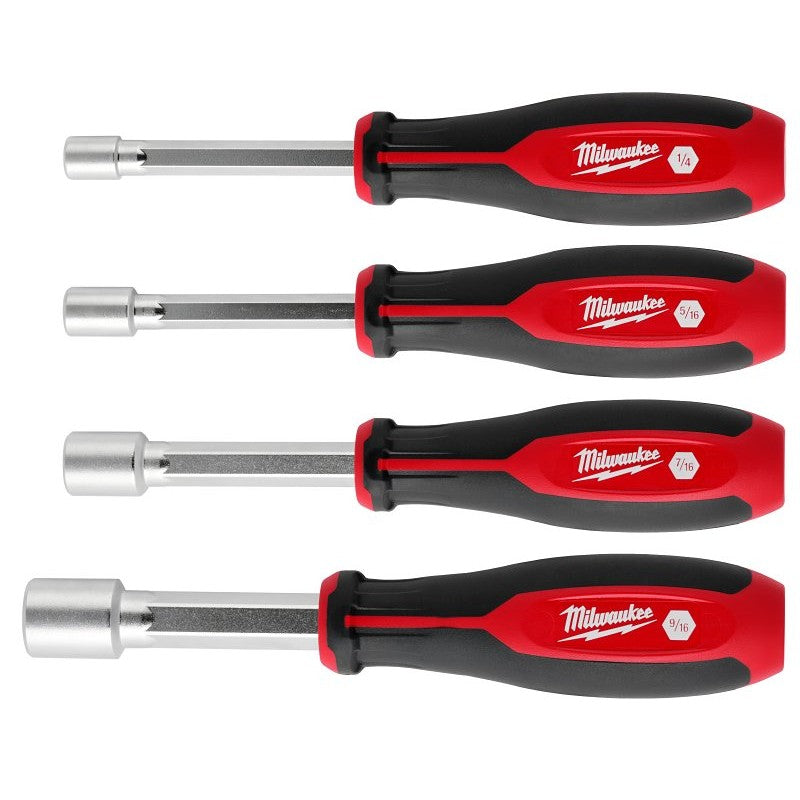 Milwaukee HollowCore Series 48-22-2444 Nut Driver Set, 4 -Piece, Polypropylene/Steel, Red (Pack of 2)