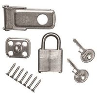 Hasp 3-1/2 Inch Zinc Plated Steel And 1-1/2 Inch Brass Padlock Combo Set