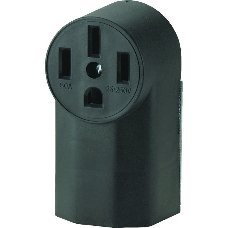 Eaton Cooper Wiring 1212 Power Receptacle, Surface Mounting, 3-Pole, 125/250 V, 50 A, NEMA: NEMA 14-50R, Black