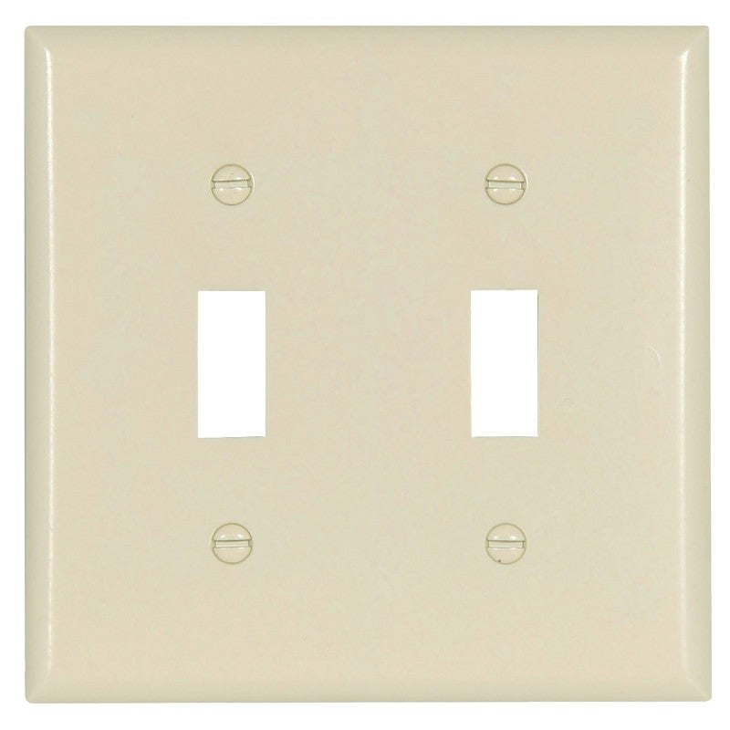 Eaton Wiring Devices 2139LA-BOX Wallplate, 4-1/2 in L, 4-9/16 in W, 2 -Gang, Thermoset, Light Almond, High-Gloss