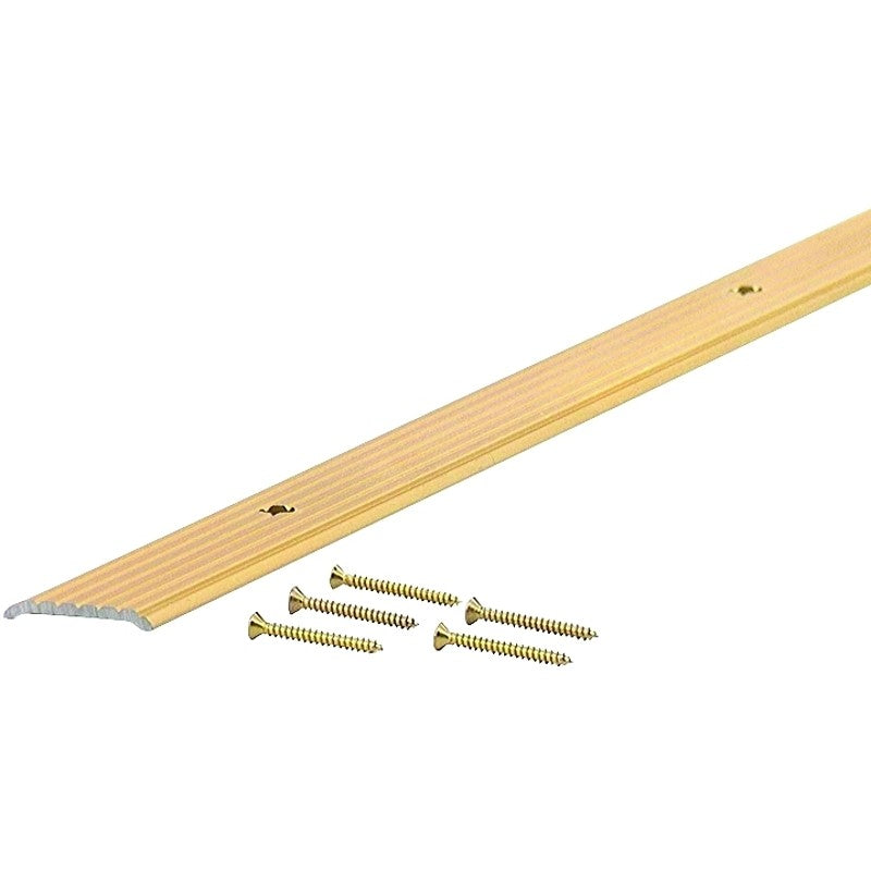 M-D 79046 Seam Binder, 36 in L, 3/4 in W, Fluted Surface, Aluminum, Satin Brass